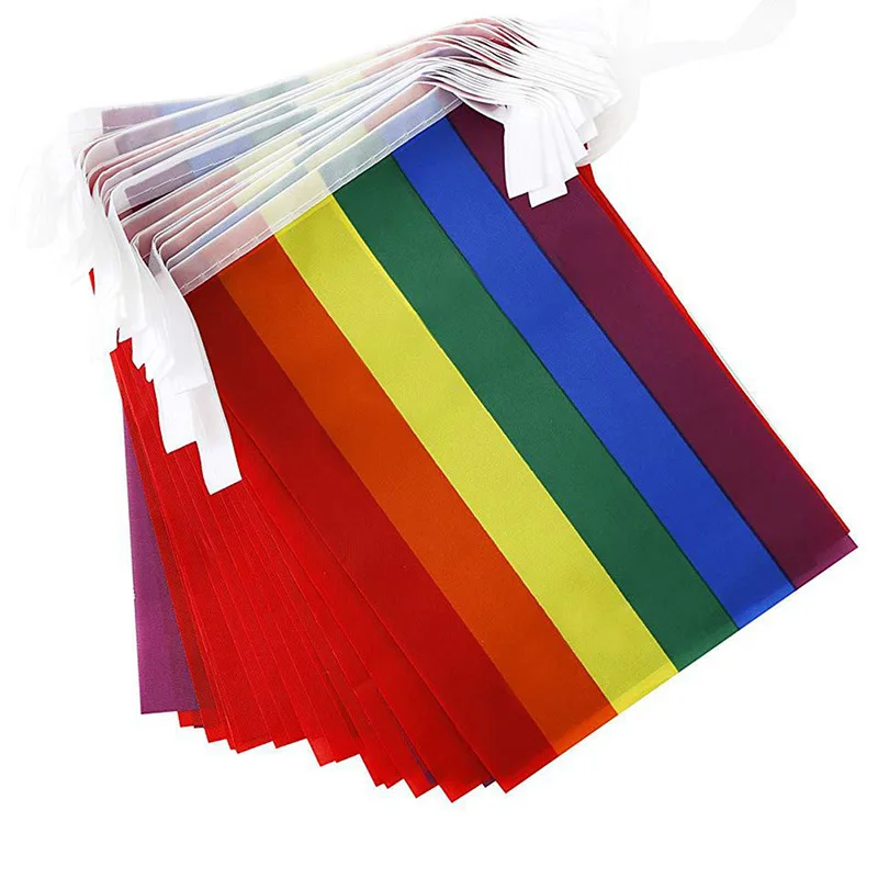 

14 * 21CM 5.5 Meter Single-sided Rainbow Flag 20 Polyester Standard Flag Gay Pride Peace Flags Bisexual Hanging Flag banner