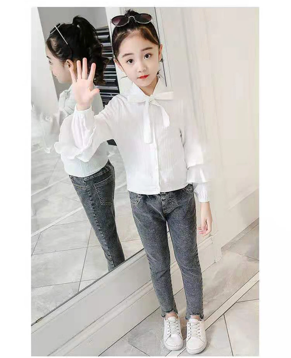 Slim Girls Jeans Pants For Kids 3 6 8 12 Years Autumn Spring Children Girl Pants Solid Color Durable Baby Girls Jeans Pants