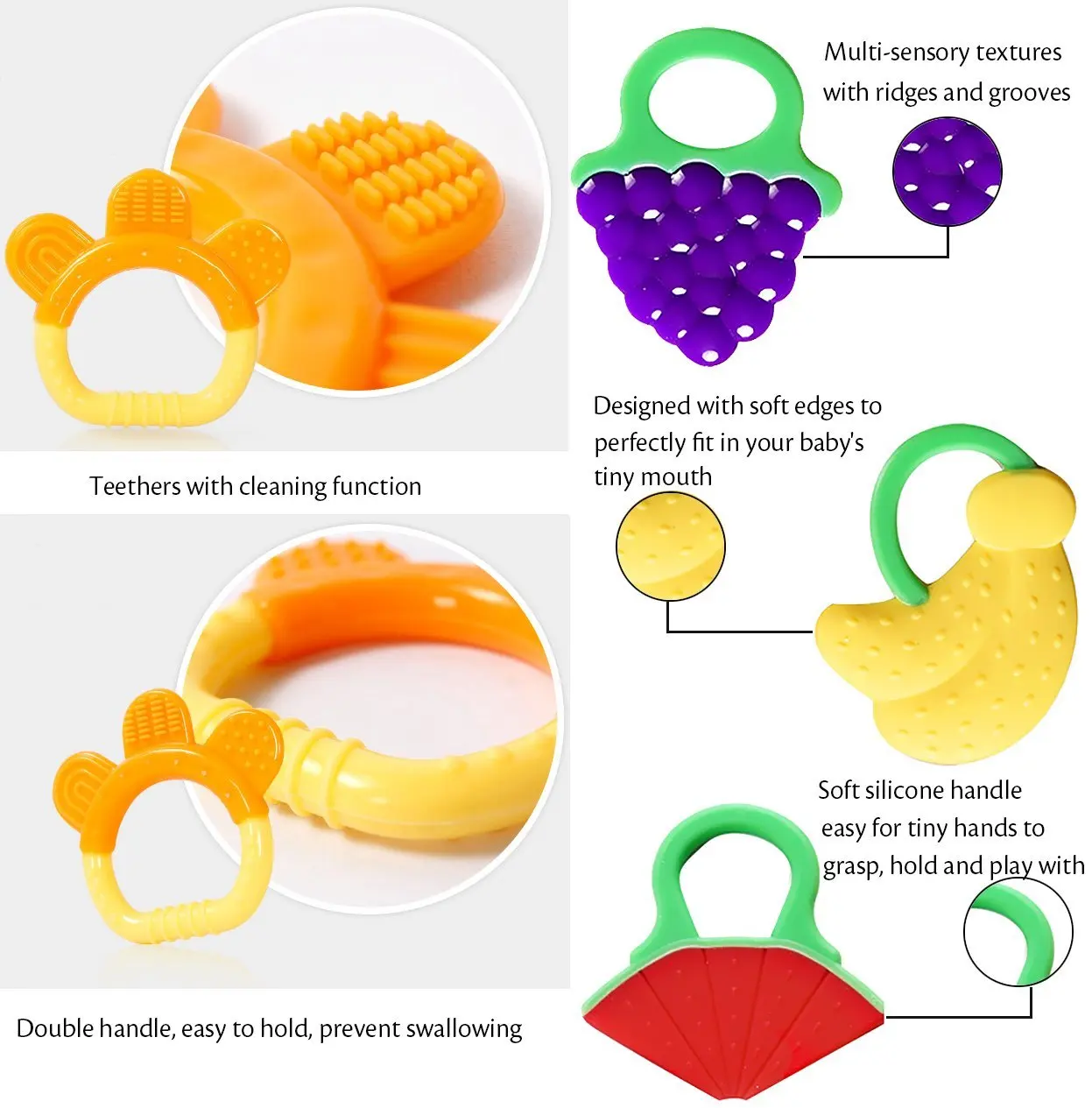 Прорезыватели для зубов BPA Free натуральный органический Морозильник Безопасный Набор для прорезывания зубов для детей от 3 до 12 месяцев, младенцев, малышей(7 шт. в упаковке