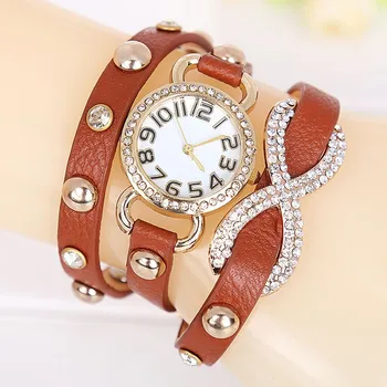 

Casual Winding Bracelet Ladies Watch Clock Timer Quartz Leather Timepiece montre femme relogio Saat Wrist watches for women Girl