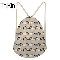 THIKIN мешки Drawstring Для женщин Doxie такса Печать Легкий строку рюкзаки подростков шнурок плеча Bagpack Bolsa