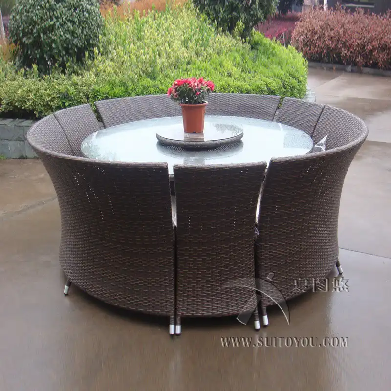 7 Pcs Outdoor Rattan Garden Dining Sets All Weather Waterproof