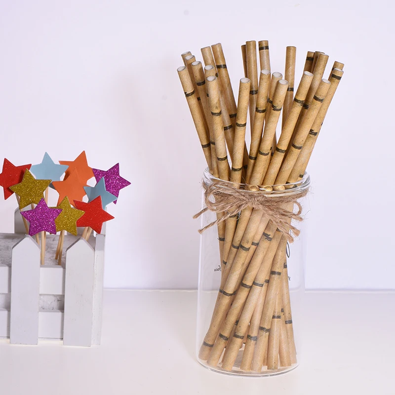 100pcs Disposable Mixed Paper Drinking Straws Party Festival Straw Birthday Graduation Party Decoration Kids Boys Party Supplies