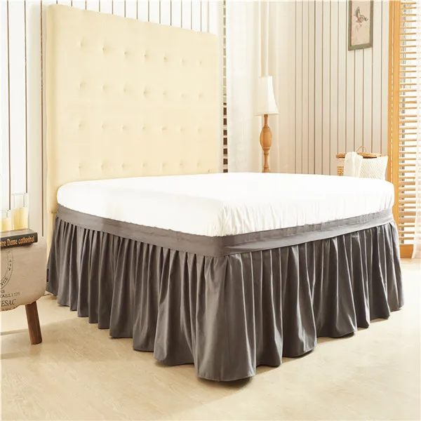 Light Pink Solid Color Wrap Around Solid Ruffled Bed Skirt, US Twin