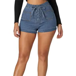 Пикантные Ультра короткие джинсовые мини шорты для женщин Лидер продаж обувь девочек летние кружево до Высокая талия Джинс