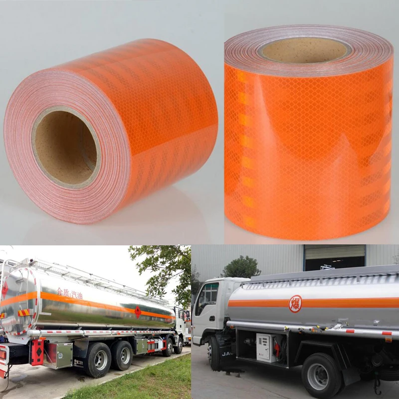 15cm X 10m Super-grade microprism orange with 15CM wide orange reflective strip tanker reflective stickers 15cm X 10m Super-grade microprism orange with 15CM wide orange reflective strip tanker reflective stickers