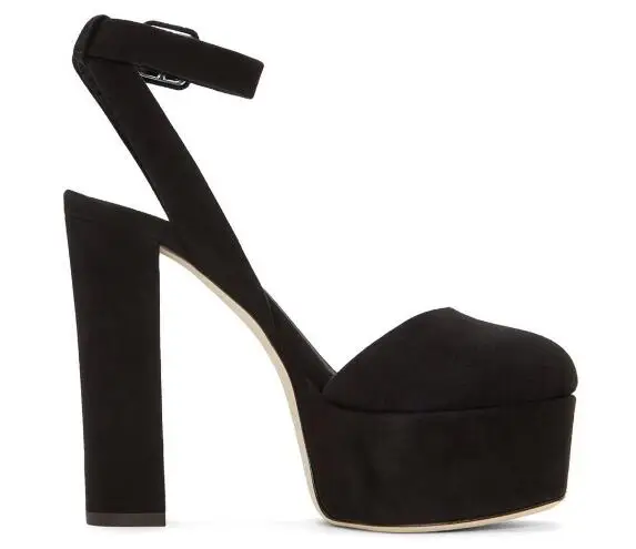 Mujer Plataforma Alto Peep Abierta Punta Del De Toe Verano Sandalias Para Zapatos Size34 43 Vestir Tacón Señoras Talón Ante Negro 4q5xWz