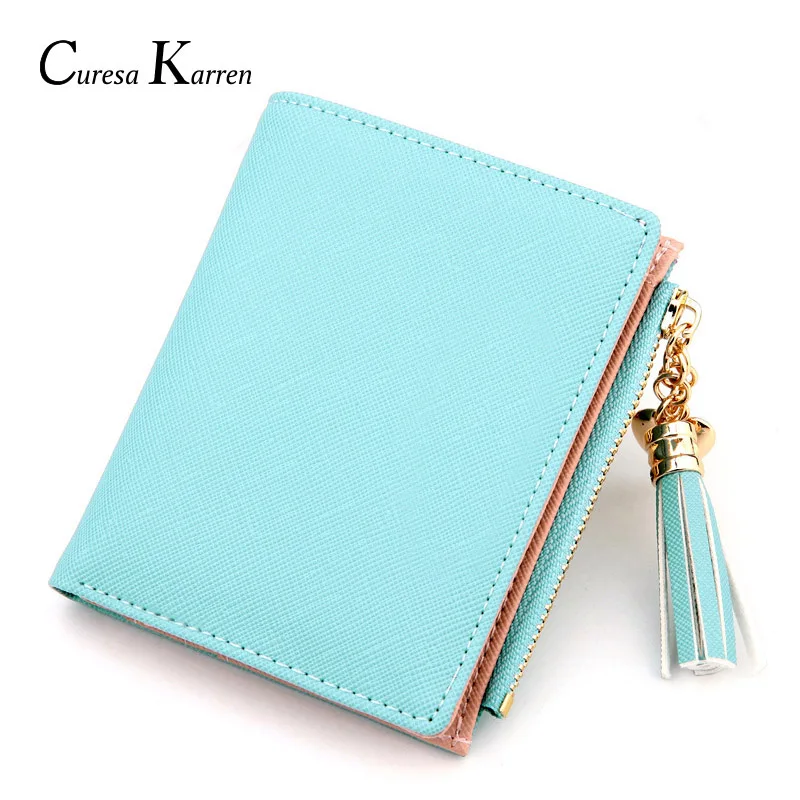 

Ladies leather famous brand short wallet simple fashion multi-card multi-function coin purse ladies zipper tassel new clutch bag