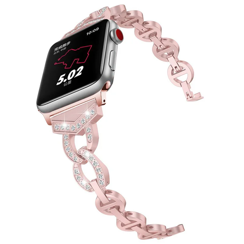 Бриллиантовый ремешок для часов Apple Watch 38 мм 42 мм 40 мм 44 мм для Iwatch Series 4 3 2 1 ремешок из нержавеющей стали браслет