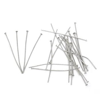 

500 Silver Tone Flat Head Pins DIY Jewelry Making Thick 0.7mm, 45mm/50mm/70mm