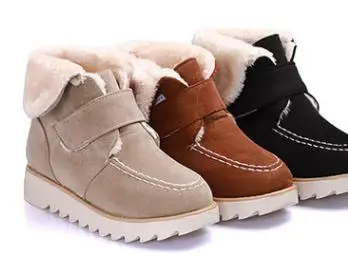 

2018 new high-grade matte leather student flat with cotton boots anti-skiing boots.