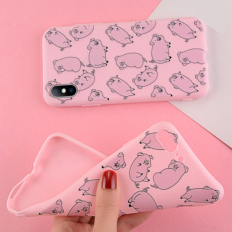 Patterned Phone Case For iPhone XS Max XR 7 8 6 6s Plus Cartoon Cute Pig Animal For iPhone 5 5s SE Soft TPU Silicone Back Cover (2)
