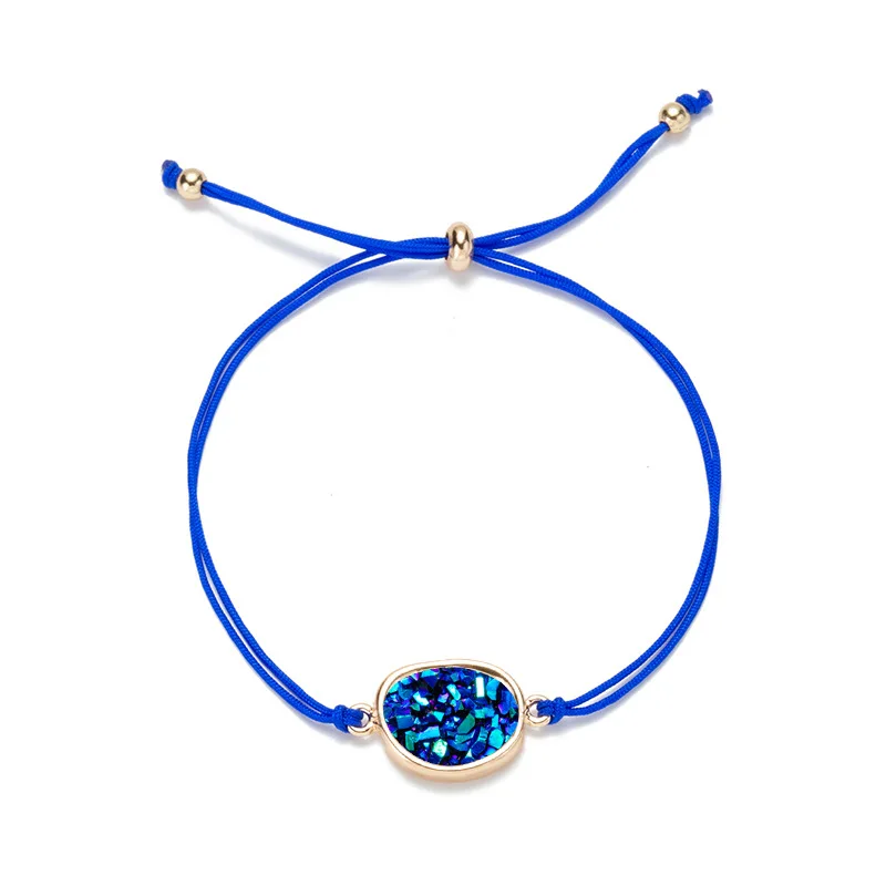 ZHOUYANG браслеты для женщин летний трендовый натуральный камень кластеры веревки красочные геометрические ручной работы ювелирные изделия KAH009 - Окраска металла: blue KAH009 5
