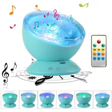 Океанская волна проектор музыка Динамик светодиодный Ночной светильник с пультом дистанционного управления Управление Поддержка TF карта музыкальный плеер Динамик s челнока для лампы