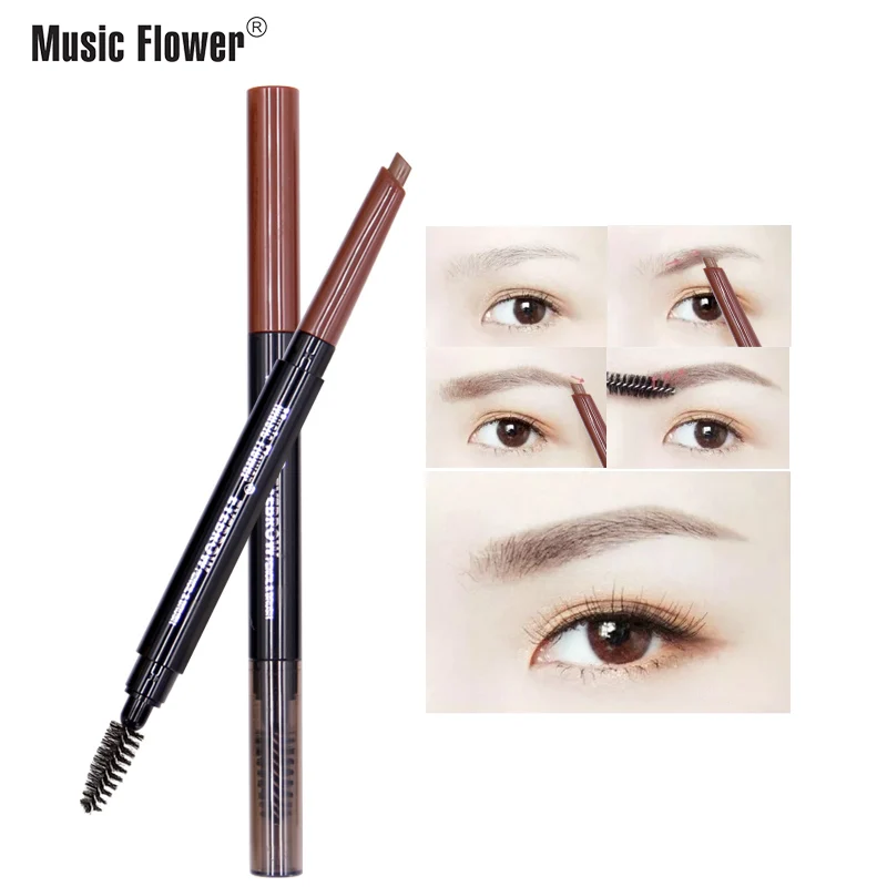 Three-color eyebrow pencil double-headed eyebrow pencil long-lasting effect, no makeup, continuous waterproof eye makeup