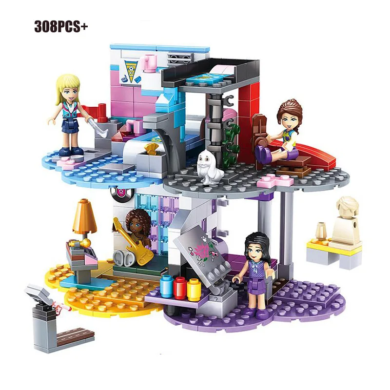 

4pcs/set Friends Series Houses Animals Emma/Mia Cat Play Pet House Building Blocks Bricks Girls Princess Toys Friends