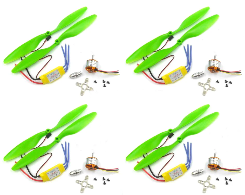 

4x XXD A2212 2212 1000KV / 1400kv Outrunner Motor + 4x 30A ESC + 4x 1045 propeller props (Green) for F450 S500 quadcopter