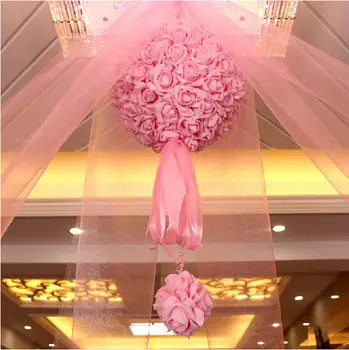 

Big size 28CM multicolors wedding decoration pe foam kissing rose flower balls event & party supplies 8pcs/lot