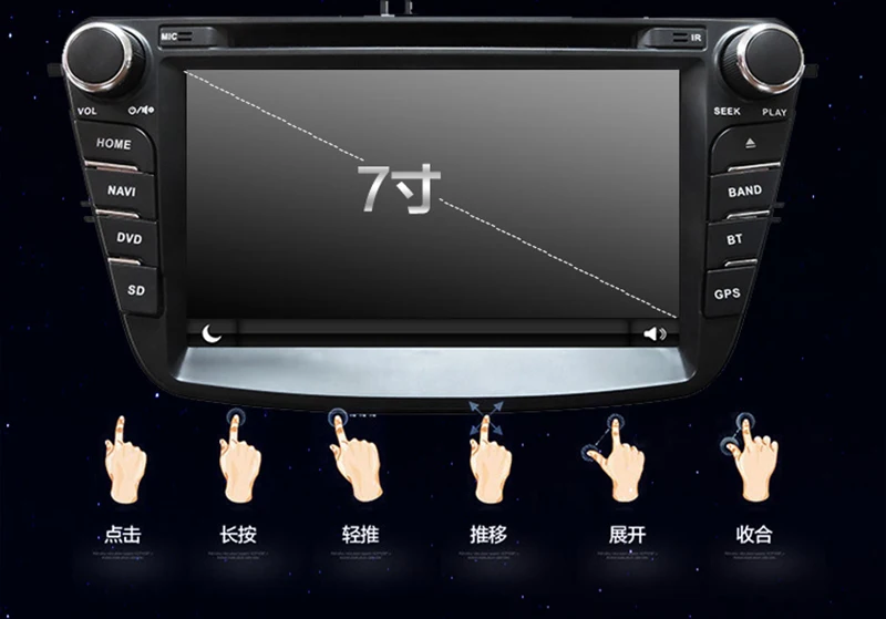 Top 7" in-dash Car DVD player with GPS navigation BT/TV USB SD AUX,audio Radio stereo,Car multimedia headunit for Ford Escort 2014 9
