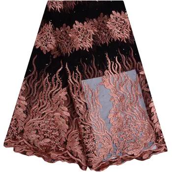

African Lace Fabric 2018 Embroidery African Tulle Lace With Stones Nigeria Lace Fabric 5 Yards A890