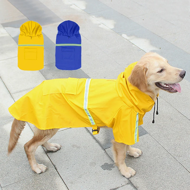 

S-5XL Raincoats Waterproof Dog Coat Jacket Reflective Pet Hooded Clothing Medium Large Dogs Clothes Sportswear For Labrador