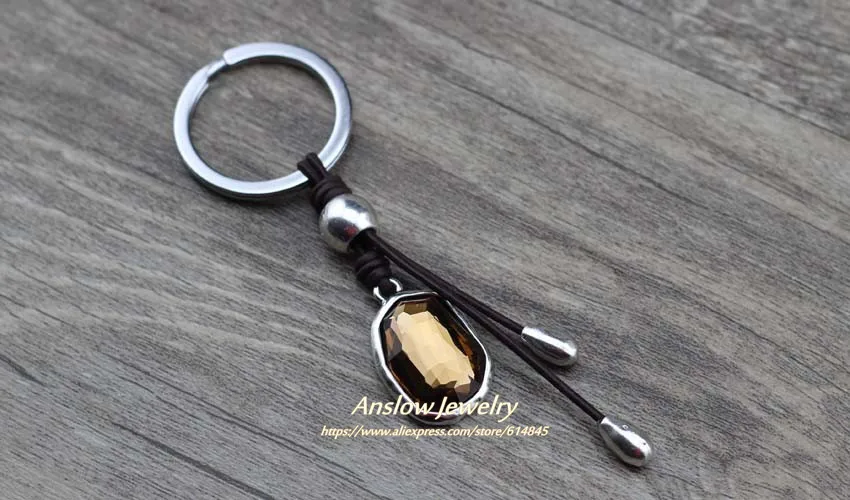 Anslow Модный милый романтический кожаный брелок для ключей с кристаллами для женской сумки, ключей на дверь, друзей, подарок на день рождения LOW0007KY