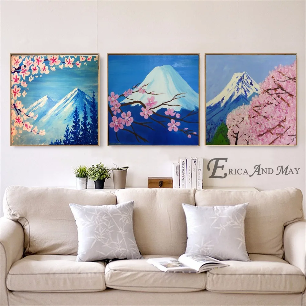 

Japanese Cherry Blossoms Fuji Canvas Prints Modern Painting Posters Wall Art Pictures For Living Room Decoration No Frame