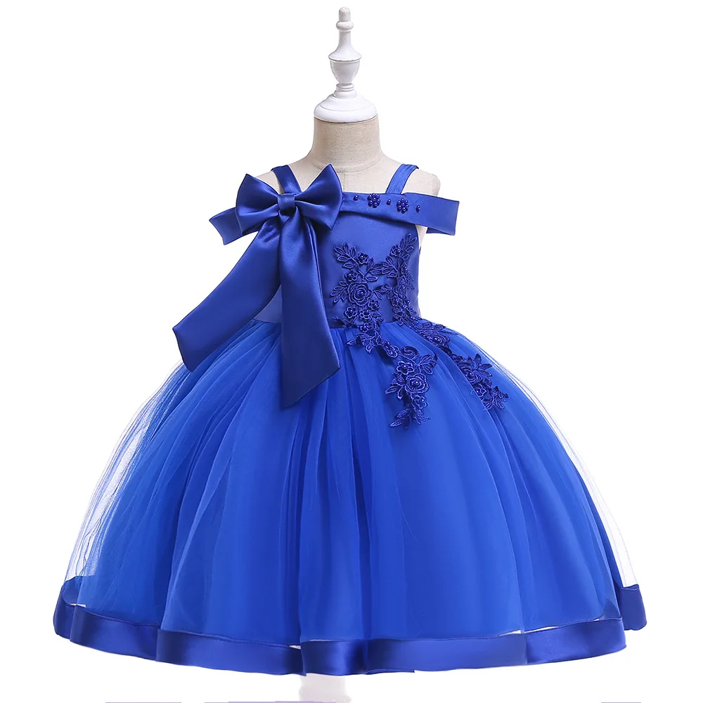 Girl Dress For Wedding Baby Girl 3-10 Years Birthday Outfits Children's Girls First Communion Dresses Girl Kids Party Wear - Цвет: navy blue