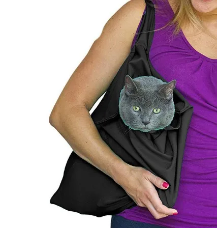 Multifunction Small Dog Cat Sling Carrier Bag Travel Tote Soft Comfortable Double-sided Front Pouch Shoulder Carry Handbag - Цвет: Black