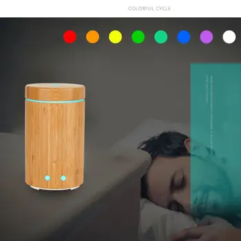 

160ml Bamboo Tube Anti Slip Base Night Light Essential Oil Diffuser Light Aroma Aromatherapy Fine Fog Humidifier Room Car Decor