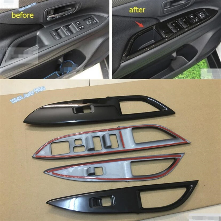 

Black Style ! For Mitsubishi Outlander 2013 - 2017 ABS High Quality Window Lift Switch Button Cover Interior Trim 4 Piece