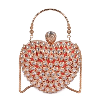 

Luxury Beaded Crystal Party Women Evening Bag Fashion Bridal Wedding Heart Purse Bag For Women Free Shipping