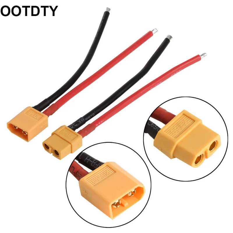 

2 pcs of XT60 Battery Male, Female Connector Plug with Silicon 14 AWG Wire