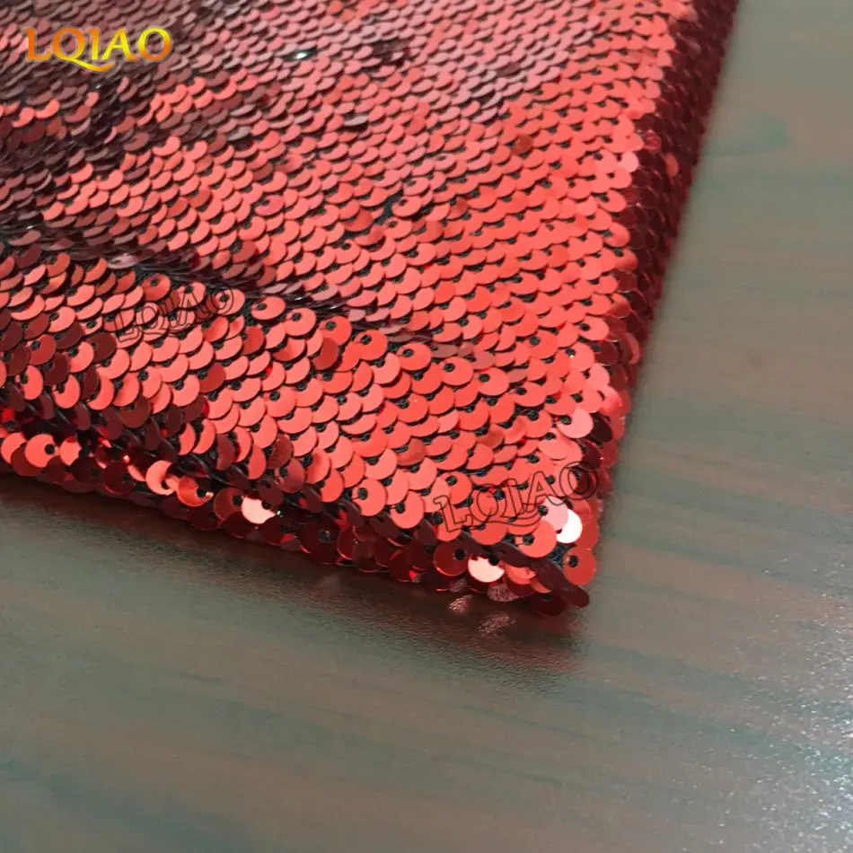 red silver sequin fabric-009