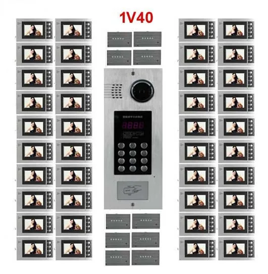 

Building Home security Video Intercom System 4.3" LCD Video Door Phone IR Home Video Doorbell For 40-Apartments 1 Doors