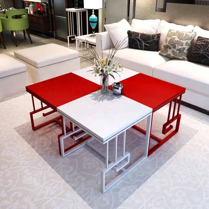 Modern minimalist living room small assemble tea table sofa side cabinet table corner small glass side table