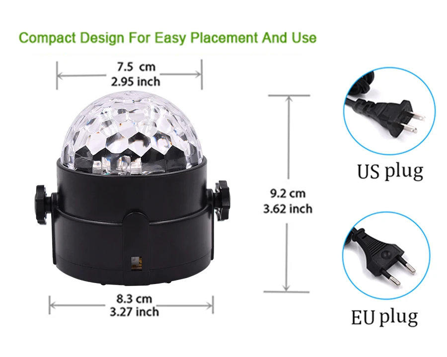 Светодиодный вечерние светильник s стробоскоп хрустальный шар 3 Вт RGB светильник звуковая активация танцевальный светильник ing для украшения диско-бар с пультом дистанционного управления