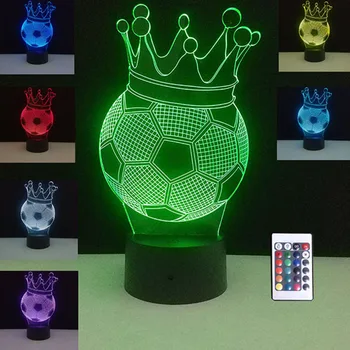 

3D Illusion Led Lamp Crown Football Night Light Touch Table Lamps Novelty Atmosphere Lamp Home Decor Soccer Sport Fans Kids Gift