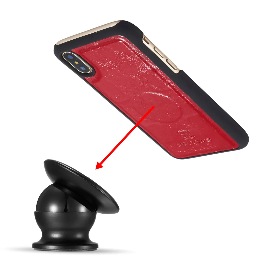 DG. MING 2 в 1 съемный чехол-кошелек для iPhone X встроенный магнитный держатель металлический лист 3 слота подставка кожаный чехол для iPhone X