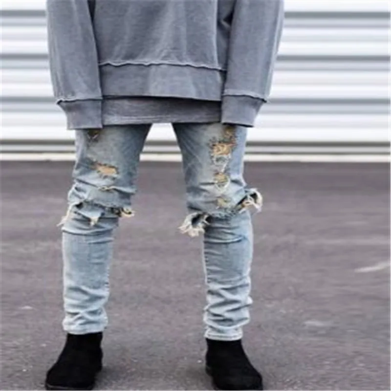 Hi St Reet Para Hombre Grande Del Agujero Rasgado Jinete Moto