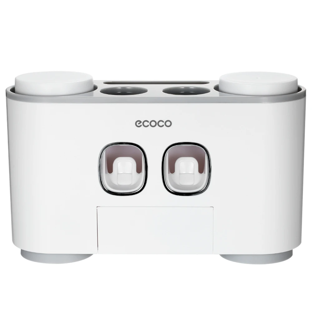ECOCO настенные дозаторы для зубной пасты держатель для зубных щеток 4 чашки и 5 слотов для зубных щеток Стеллаж Для Хранения Туалетных принадлежностей товар для дома