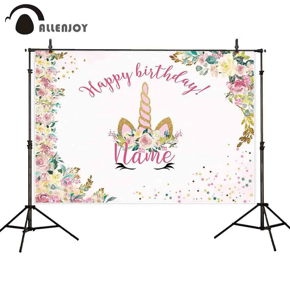 

Allenjoy backgrounds for photography studio colorful flowers cluster decoration pink unicorn birthday backdrop photobooth