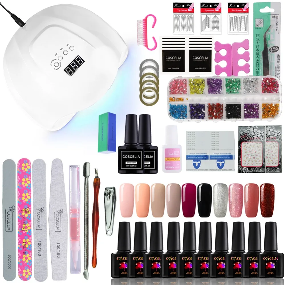 

COSCELIA 36W/54W UV LED Lamp Dryer 4-12pc Gel Nail Polish Set Nail Set For Manicure Nail Art Tools For Manicure Kit Lasting Gel