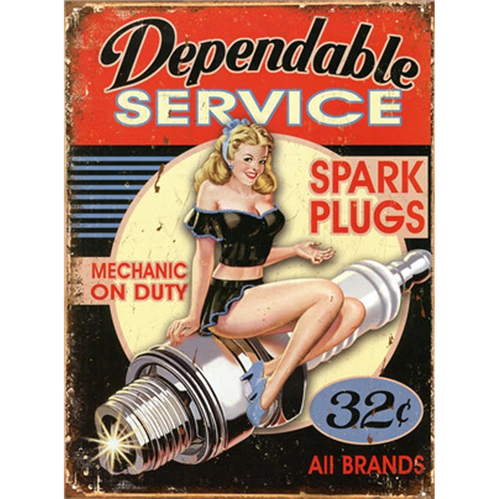 

SPARK PLUGS Shabby Chic Metal Signs Bar Pub Restaurant Home Decor ART Wall Stickers Vintage Metal Painting Plaque