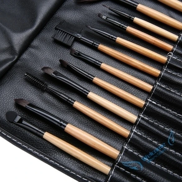 15pcs Soft tools kit Cosmetic Makeup Brush Black Sets with Leather Cases (Al003315Li) (4)