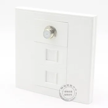 

Wall Socket Plate 3 Ports 1 Network LAN & One Cat3 Telephone Phone Panel &One F-type coax connection Wall Mount Plate RJ11/RJ45