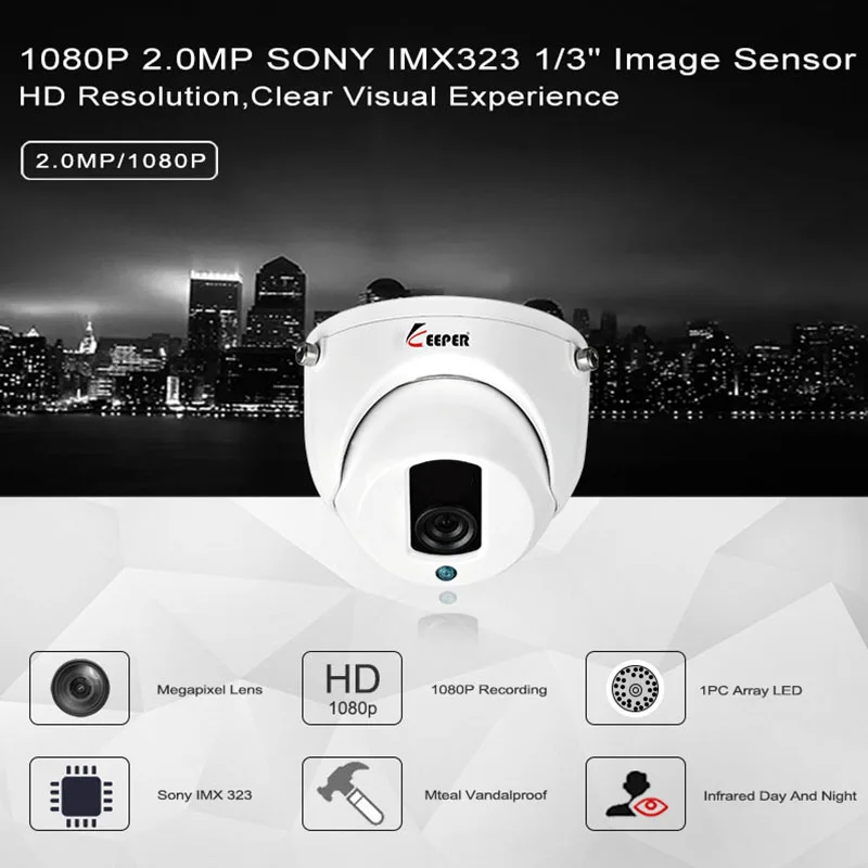 Хранитель камера наблюдения AHD общий металлический внешний вид безопасности закрытая система CCTV Проводной 2.0MP 1080P снаружи hd с монитором 3