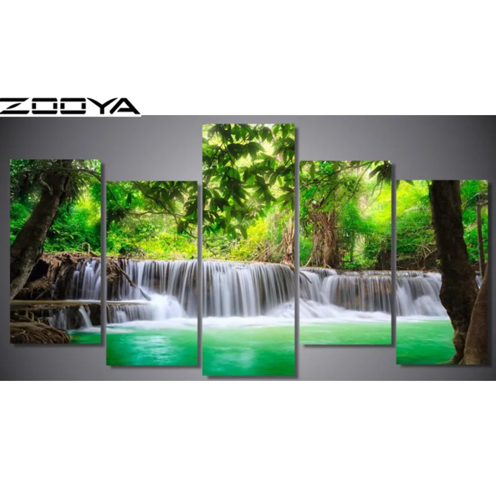 

ZOOYA 3D Diamond Embroidery DIY Multi-Diamond Painting Rhinestones Embroidery Diamond Cross Stitch Landscape Waterfall AT1724