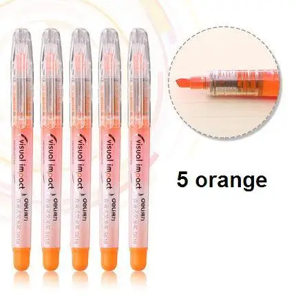 5 шт. цветов 1 комплект художественный маркер текстовый маркер обычно используемый Эскиз Маркер Copic маркеры для офиса и школы Deli S618 - Цвет: 5 Orange
