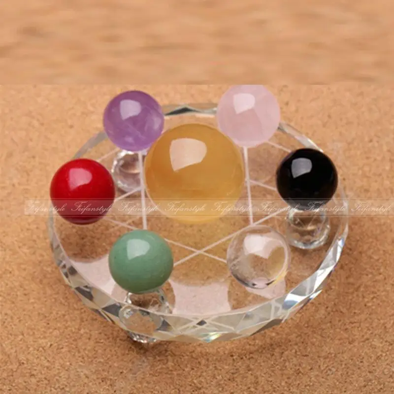Feng Shui Natural Multicolor crystal balls Seven Star Array Exorcise Statue With Shelf F448CL love | Дом и сад